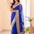 Blue silk blend jacuard work festival saree with unstitched blouse piece