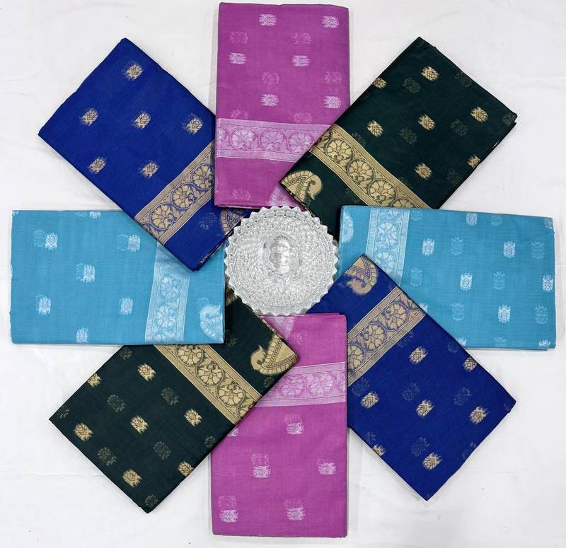 Blue silk blend jacuard work festival saree with unstitched blouse piece