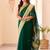 Green silk blend jacuard work festival saree with unstitched blouse piece
