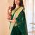 Green silk blend jacuard work festival saree with unstitched blouse piece
