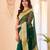 Green silk blend jacuard work festival saree with unstitched blouse piece