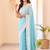 Sky blue silk blend jacuard work festival saree with unstitched blouse piece