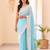 Sky blue silk blend jacuard work festival saree with unstitched blouse piece