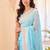 Sky blue silk blend jacuard work festival saree with unstitched blouse piece