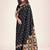 Black silk blend jacuard work festival saree with unstitched blouse piece