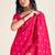 Pink silk blend jacuard work festival saree with unstitched blouse piece