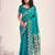 Teal silk blend jacuard work festival saree with unstitched blouse piece