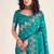 Teal silk blend jacuard work festival saree with unstitched blouse piece
