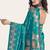 Teal silk blend jacuard work festival saree with unstitched blouse piece