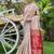Craem maroon silk blend jacuard work festival saree with unstitched blouse piece