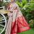 Craem maroon silk blend jacuard work festival saree with unstitched blouse piece
