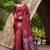 Maroon purple silk blend jacuard work festival saree with unstitched blouse piece