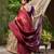 Maroon purple silk blend jacuard work festival saree with unstitched blouse piece