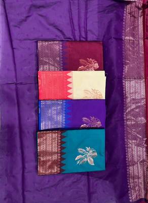 Maroon purple silk blend jacuard work festival saree with unstitched blouse piece 5