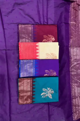 Maroon purple silk blend jacuard work festival saree with unstitched blouse piece