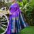 Purple rama silk blend jacuard work festival saree with unstitched blouse piece