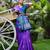 Purple rama silk blend jacuard work festival saree with unstitched blouse piece