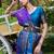 Purple rama silk blend jacuard work festival saree with unstitched blouse piece