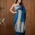 Rama  silk blend jacuard work festival saree with unstitched blouse piece