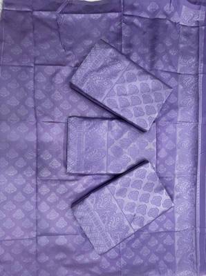 Lavender silk blend jacuard work festival saree with unstitched blouse piece 5