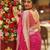 Pink silk blend jacuard work festival saree with unstitched blouse piece