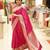 Pink silk blend jacuard work festival saree with unstitched blouse piece