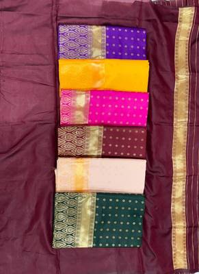 Green silk blend jacuard work festival saree with unstitched blouse piece 2