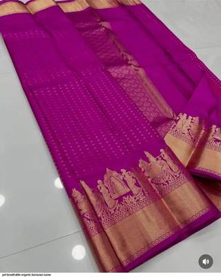 Pink silk blend jacuard work festival saree with unstitched blouse piece 1