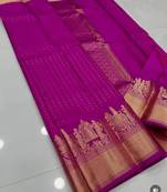 Pink silk blend jacuard work festival saree with unstitched blouse piece