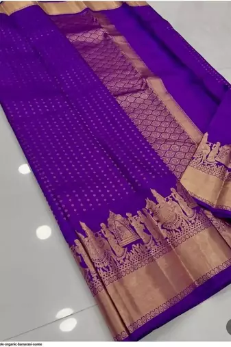 Purple silk blend jacuard work festival saree with unstitched blouse piece