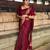 Maroon silk blend jacuard work festival saree with unstitched blouse piece