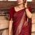 Maroon silk blend jacuard work festival saree with unstitched blouse piece