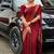 Maroon silk blend jacuard work festival saree with unstitched blouse piece