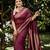 Maroon silk blend jacuard work festival saree with unstitched blouse piece