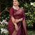Maroon silk blend jacuard work festival saree with unstitched blouse piece