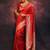 Red silk blend jacuard work festival saree with unstitched blouse piece