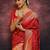 Red silk blend jacuard work festival saree with unstitched blouse piece