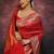 Red silk blend jacuard work festival saree with unstitched blouse piece