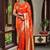 Orange silk blend jacuard work festival saree with unstitched blouse piece