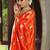 Orange silk blend jacuard work festival saree with unstitched blouse piece