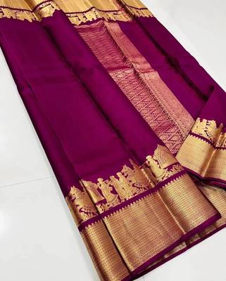 Wine silk blend jacuard work festival saree with unstitched blouse piece 1