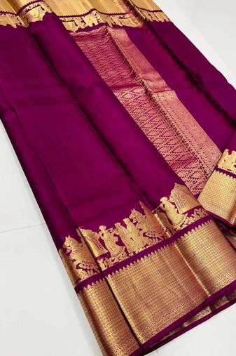 Wine silk blend jacuard work festival saree with unstitched blouse piece