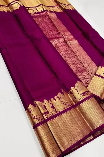 Wine silk blend jacuard work festival saree with unstitched blouse piece