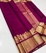 Wine silk blend jacuard work festival saree with unstitched blouse piece