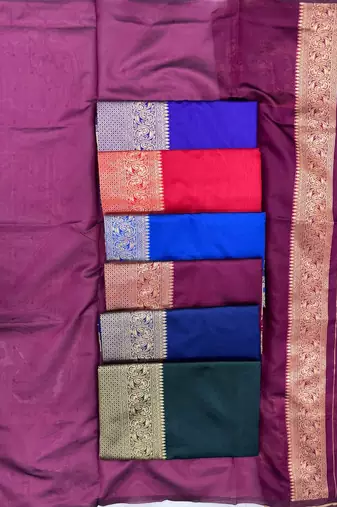 Wine silk blend jacuard work festival saree with unstitched blouse piece