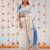 White blue linen jacuard work festival saree with unstitched blouse piece