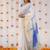 White blue linen jacuard work festival saree with unstitched blouse piece