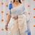 White blue linen jacuard work festival saree with unstitched blouse piece