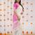 White pink linen jacuard work festival saree with unstitched blouse piece