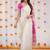 White pink linen jacuard work festival saree with unstitched blouse piece